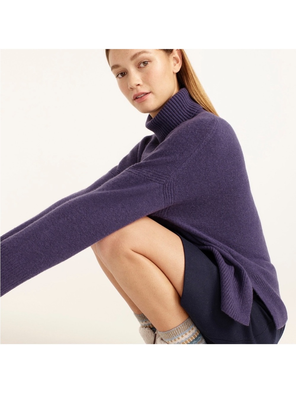 J Crew Turtleneck Sweater in Supersoft Yarn Ink Shadow Purple XXL Wool Alpaca